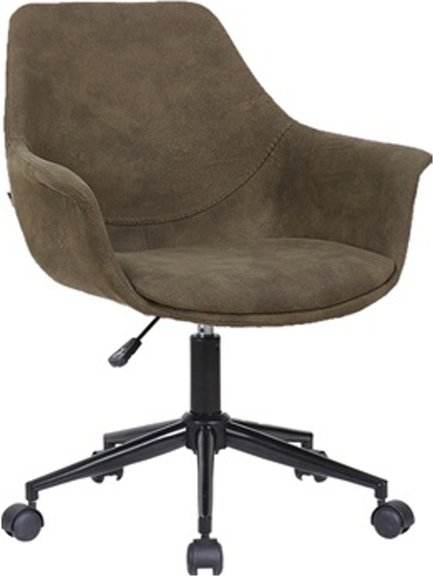 Kontorstol House Of Sander Edda   Oliven Polyester Imiteret Ruskind Ergonomisk Arbejdsstol Med Hjul