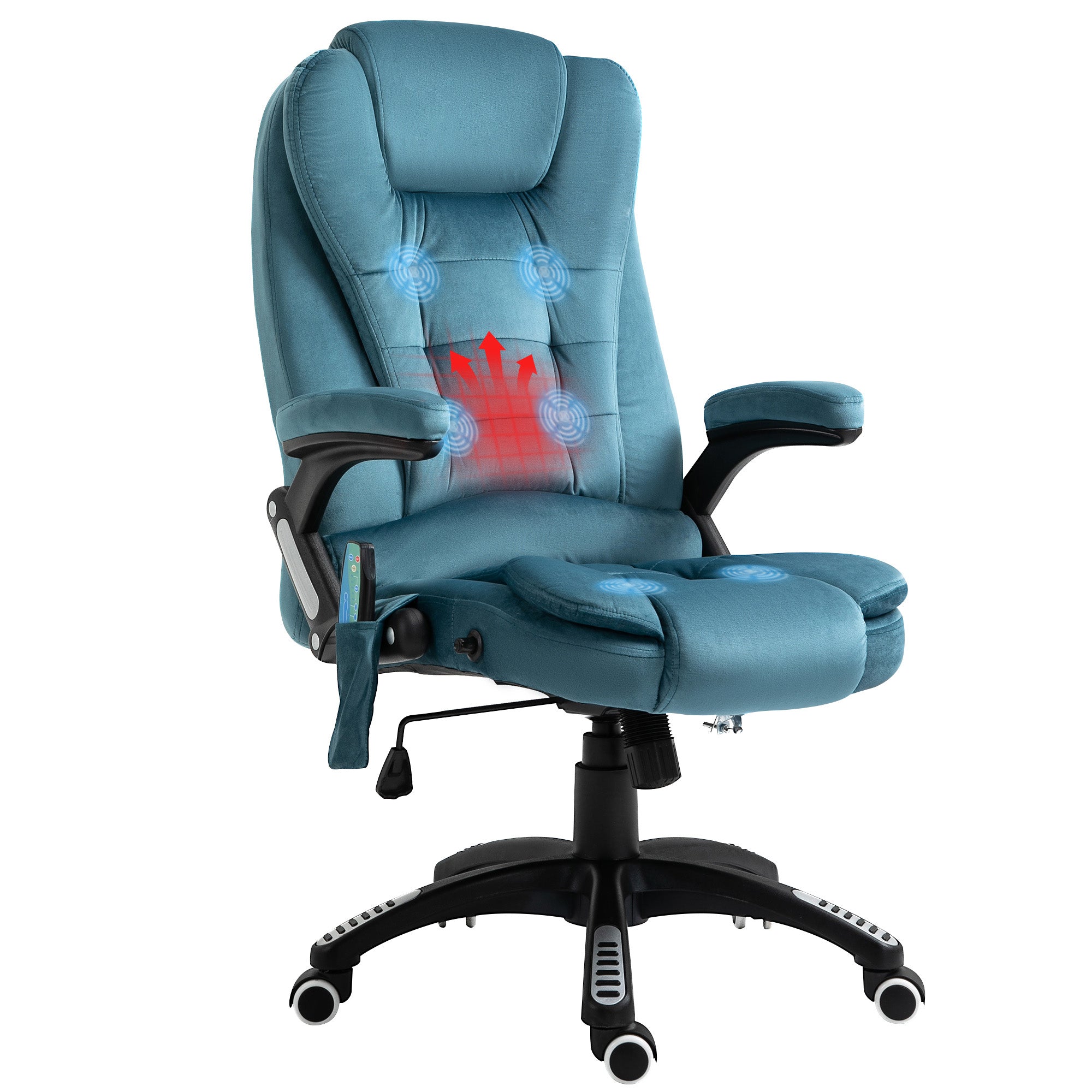 Kontorstol Massagestol Med Varmefunktion Executive Stol Med Massagefunktion Højdejusterbar Ergonomisk Gamingstol Massage Blå 68   72   110-120 Cm