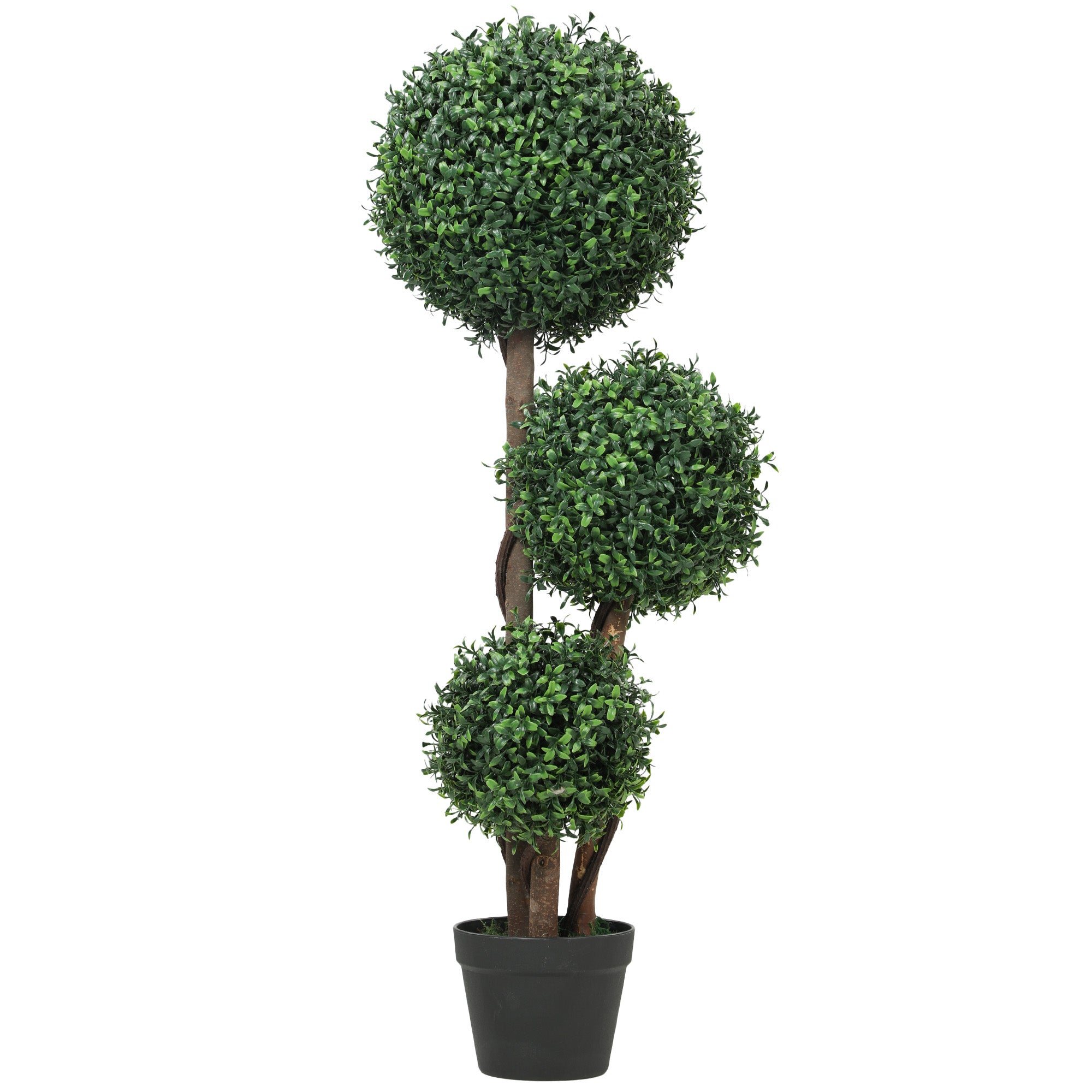 Kunstig Buksbomkugle Kunstig Plante Med Tre Kugler Kunstig Plante Med Træstamme Potte 30 30 100 Cm Grøn