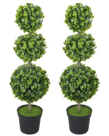 Kunstige Planter   Potte  Plastblade  Flocket Jord  Grøn