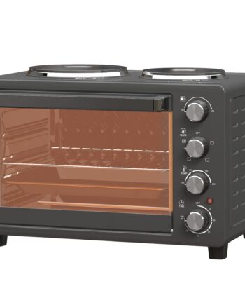 28   Brødristerovn  Kompakt Ovn Til Madlavning Og Grillning  Elektrisk Ovn Med Bageplade  Grillrist  2600w  Sort