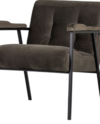 Lænestol Woood Exclusive Scott Fløjl Mørkegrøn H75xb65xd83cm Mat Sort Metalramme