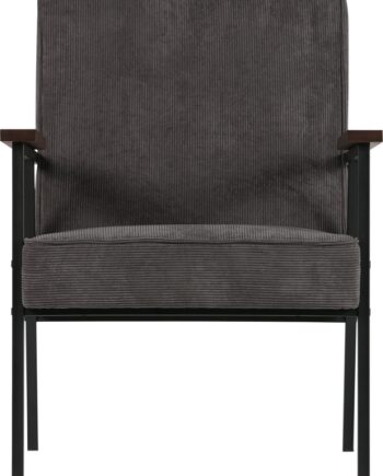 Lænestol Woood Sally Antracitgrå Ribbet Polyester Nylon  Sort Metalramme   H87xb65xd82 Cm