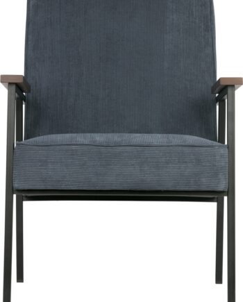 Lænestol Woood Sally Stålblå Ribbet Polyesterstof H87xb65xd82 Cm