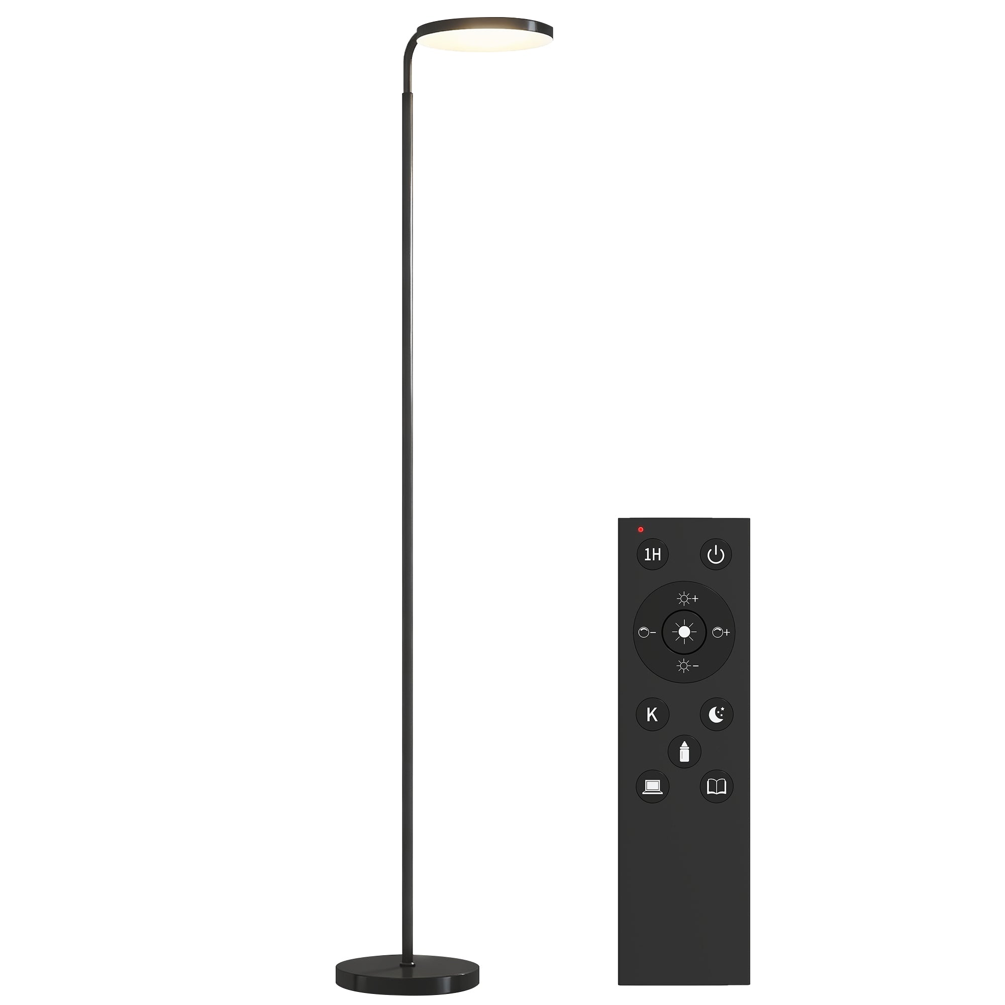 Led-gulvlampe Med Magnetisk Fjernbetjening Fleksibelt Justerbar Drejelig Metal Sort