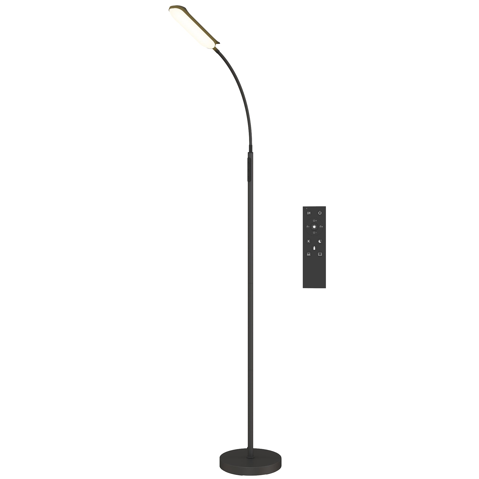 Led-gulvlampe    Tilstande  Hukommelsesfunktion  Justerbar Lysstyrke  Stål  Sort