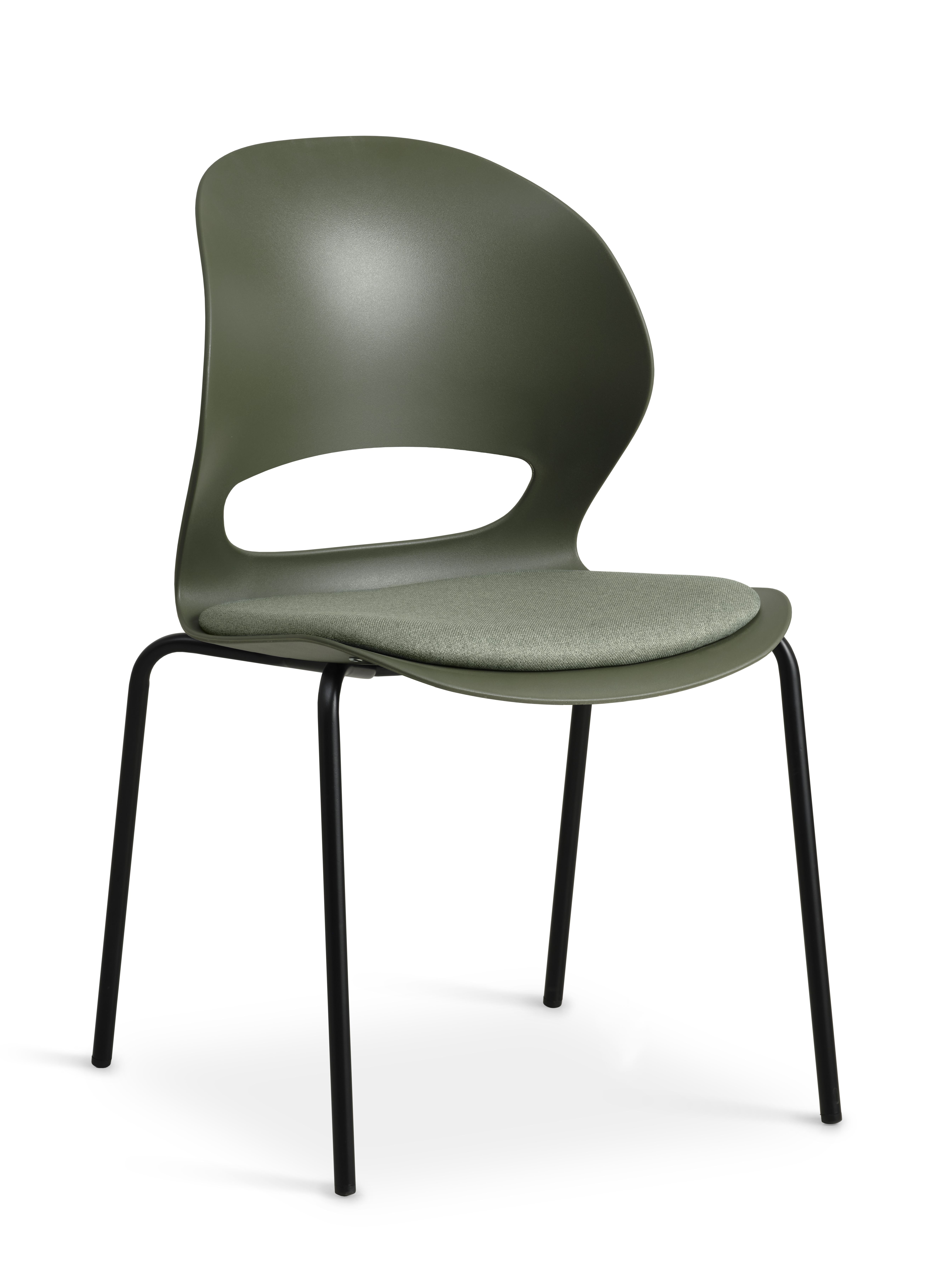 Linea Spisebordsstol     Oliven Stofhynde Oliven Pvc Og Sort Metal