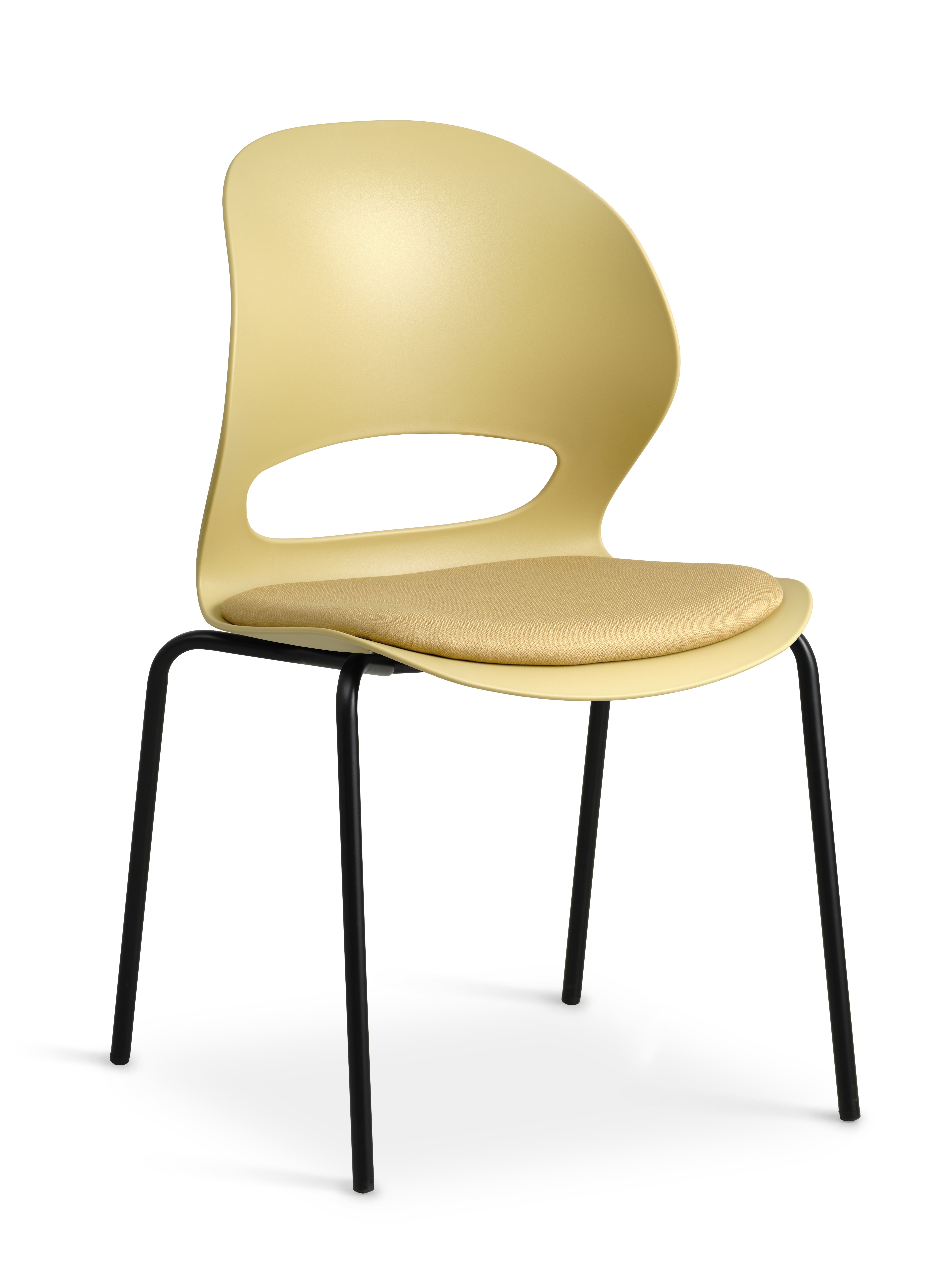 Linea Spisebordsstol     Sennepsgul Stofhynde Sennepsgul Pvc Og Sort Metal