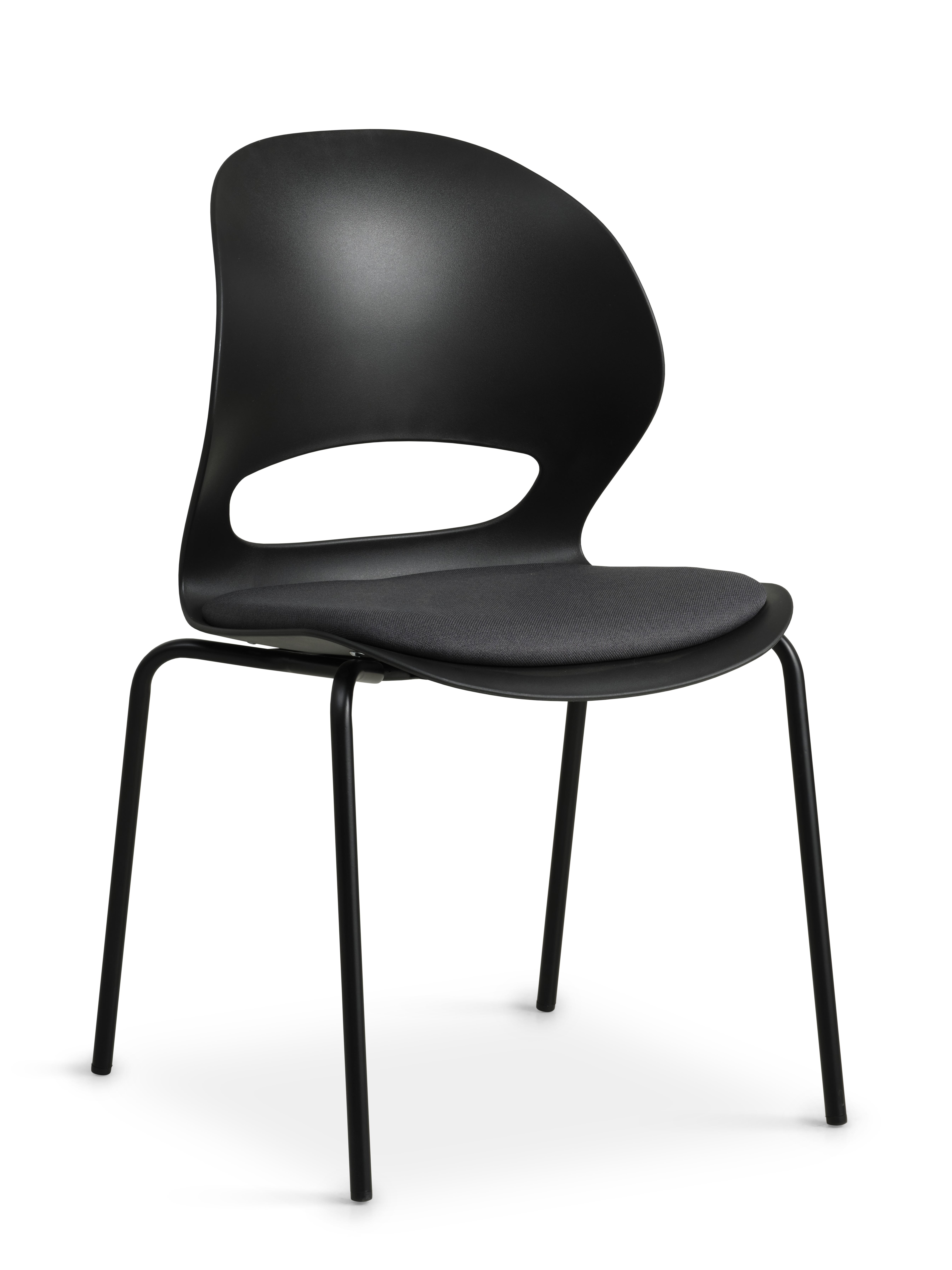 Linea Spisebordsstol     Sort Stofhynde Sort Pvc Og Sort Metal