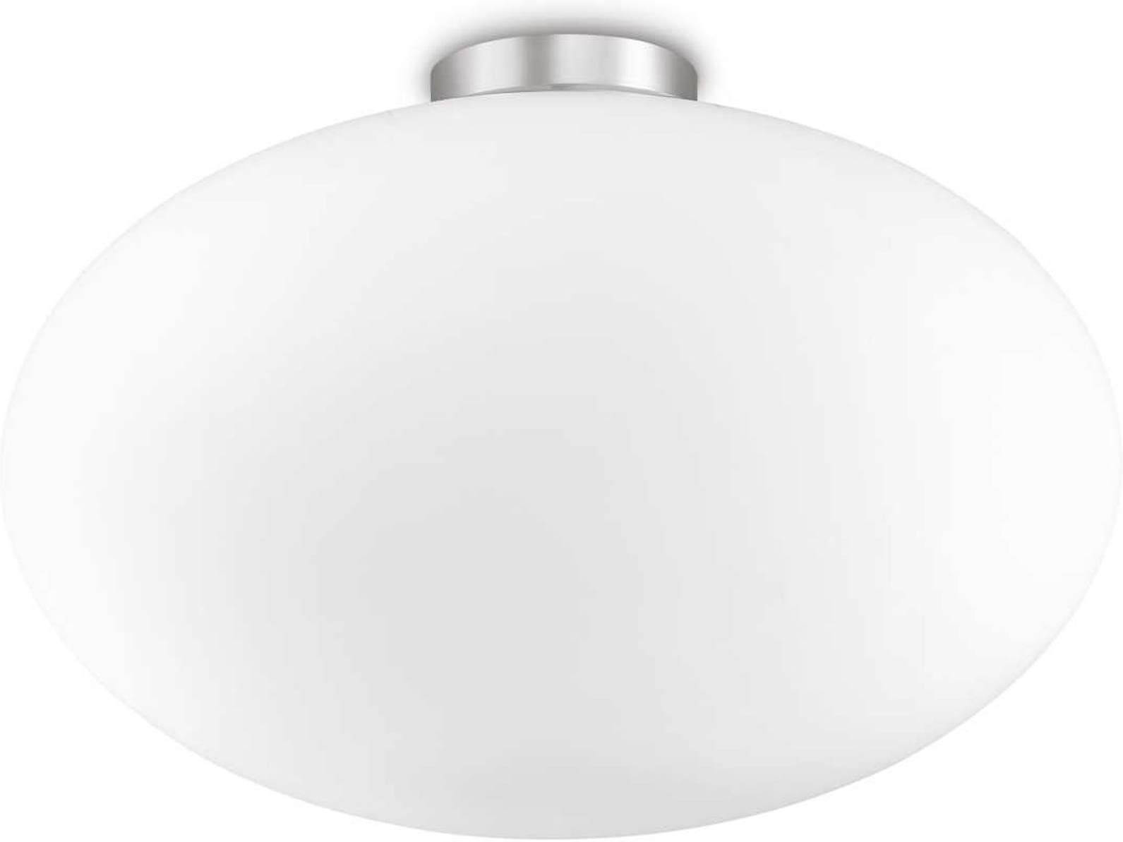 Loftlampe Ideal Lux Candy ø40   H25 Cm Satin Nikkel Hvid Syreætsede Glas Diffusor