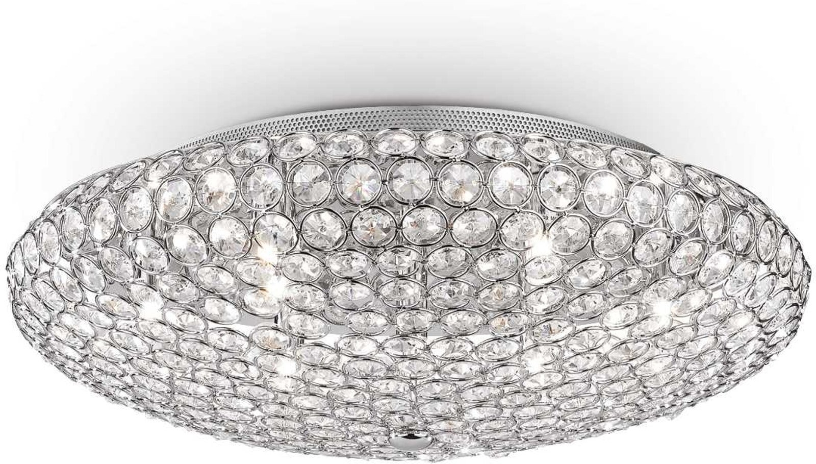 Loftlampe Ideal Lux King Metal Og Glas Med Kromfinish Og Krystaller ø53   Cm