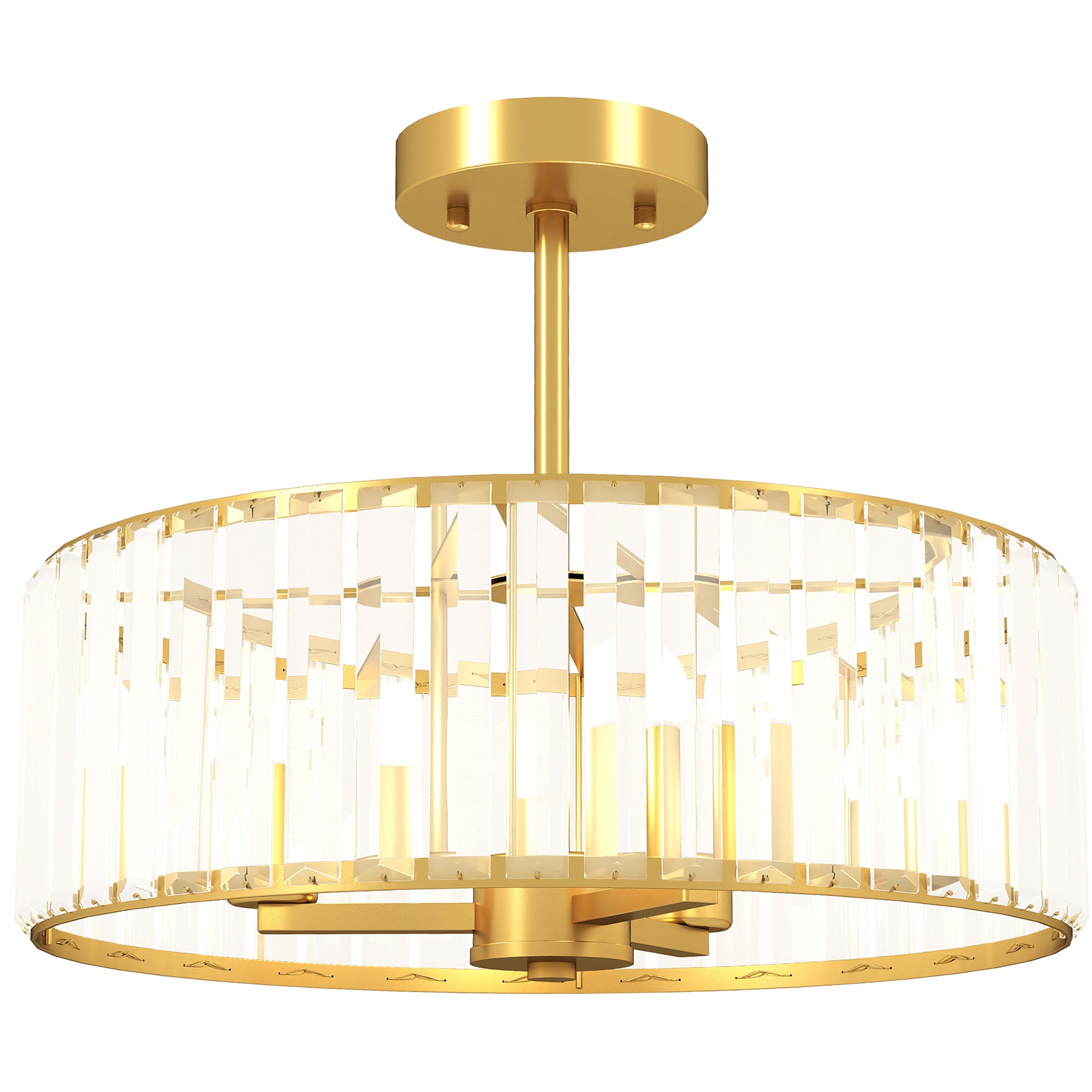 Loftlampe  Lysekronedesign  Krystalskærm    Pærer  Metal  Guld