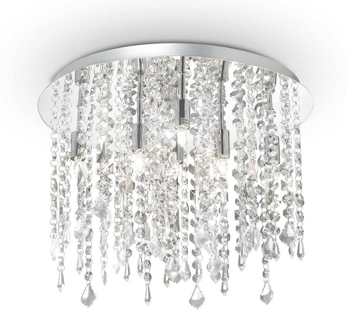Loftslampe Ideal Lux Royal ø40 Cm H30   Cm Krom Med Krystaller