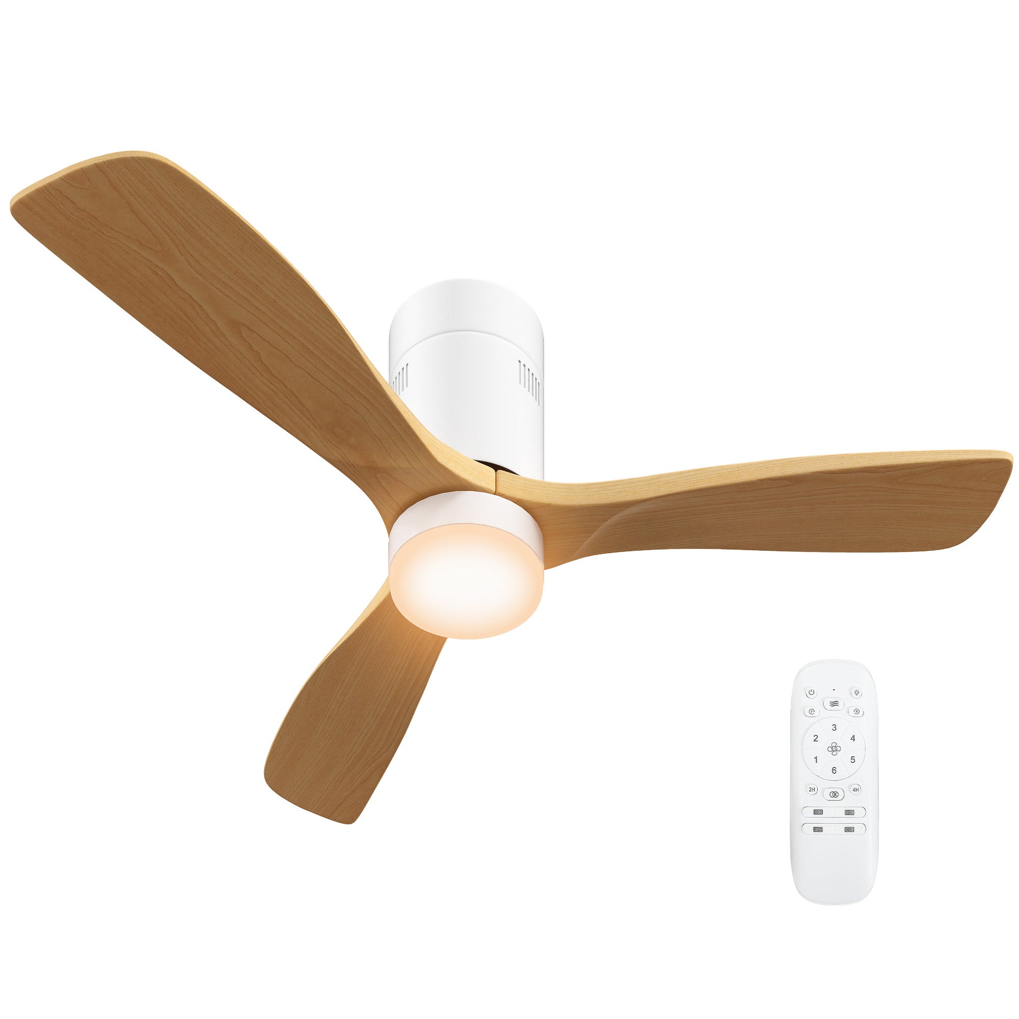 Loftsventilator Med Led-lys    Hastigheder  Fjernbetjening  Lysebrun