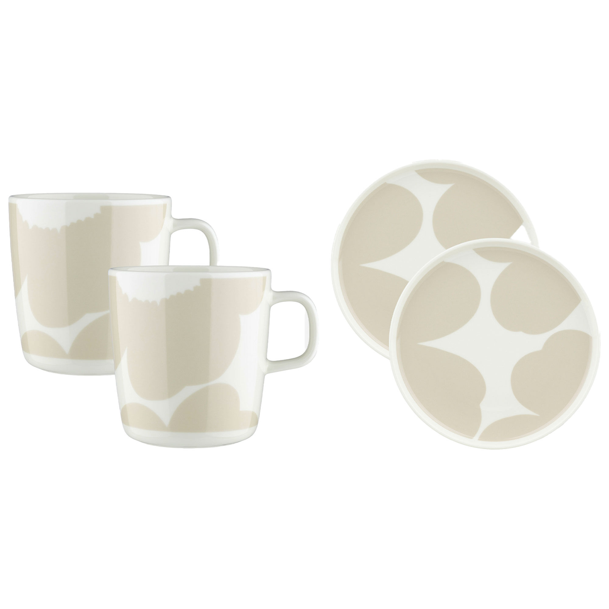 Marimekko Iso Unikko Morgenmadsæt  Hvid Beige    Dele