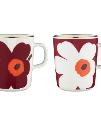 Marimekko Juhla Unikko Krus     Dl  Hvid Vinrød Guld    Stk