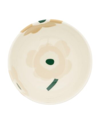 Marimekko Oiva Unikko Skål   Dl  Beige Hvid Lys Sand Mørkegrøn