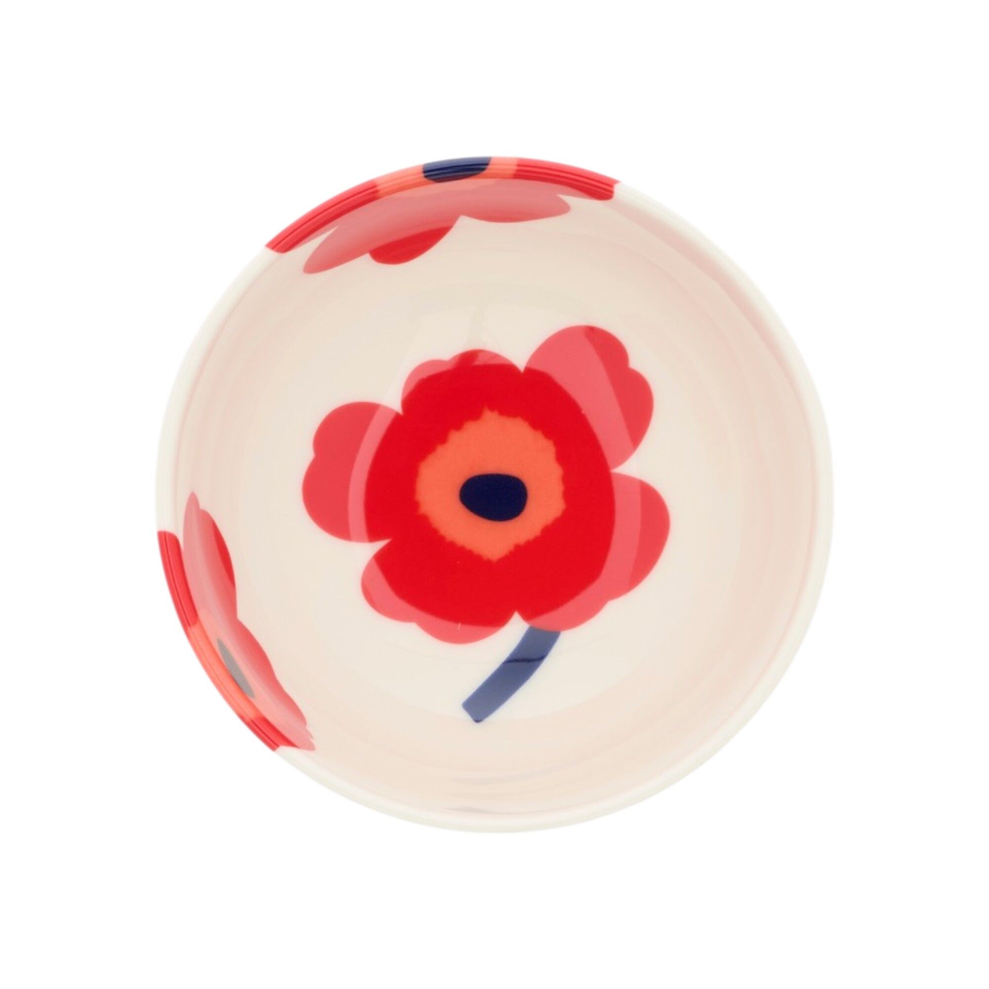 Marimekko Oiva Unikko Skål   Dl  Hvid Rød Blå