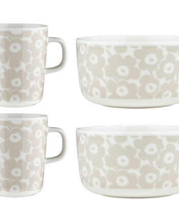 Marimekko Pikkuinen Unikko Morgenmadssæt  Hvid Beige    Dele