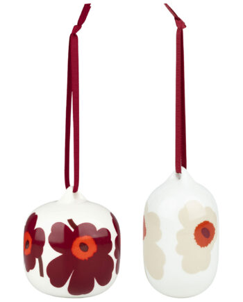 Marimekko Unikko Julekugle  Hvid Rød Beige    Stk