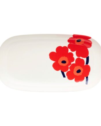 Marimekko Unikko Serveringsfad 17    32 Cm  Hvid Rød Blå