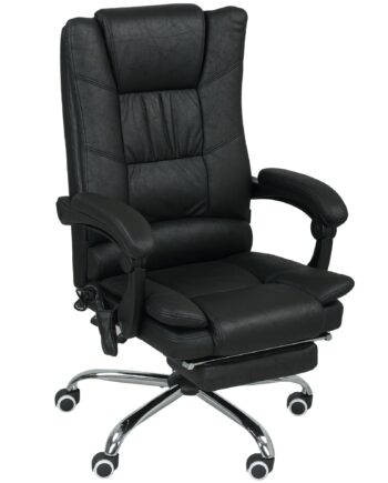 Massagestol  Kontorstol Med Massagefunktion  Inklusive Fodstøtte  Højdejusterbar  64 Cm   70 Cm   118 Cm  Sort
