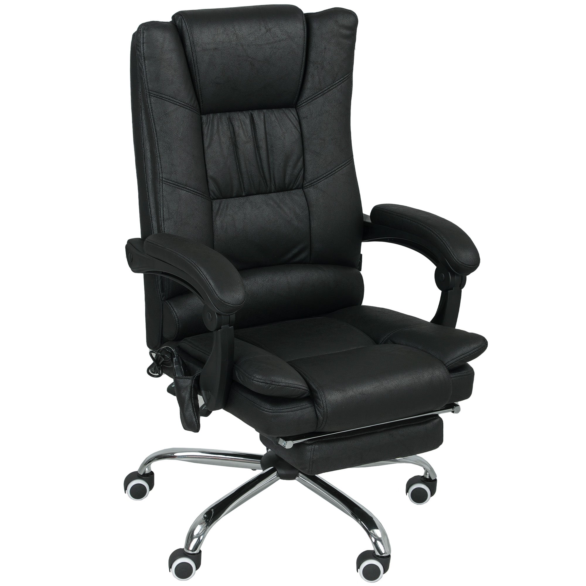Massagestol  Kontorstol Med Massagefunktion  Inklusive Fodstøtte  Højdejusterbar  64 Cm   70 Cm   118 Cm  Sort