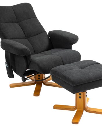 Massagestol Med Lænefunktion Og Fodskammel  145â  Vipning  Polyester  80   86   99 Cm  Sort