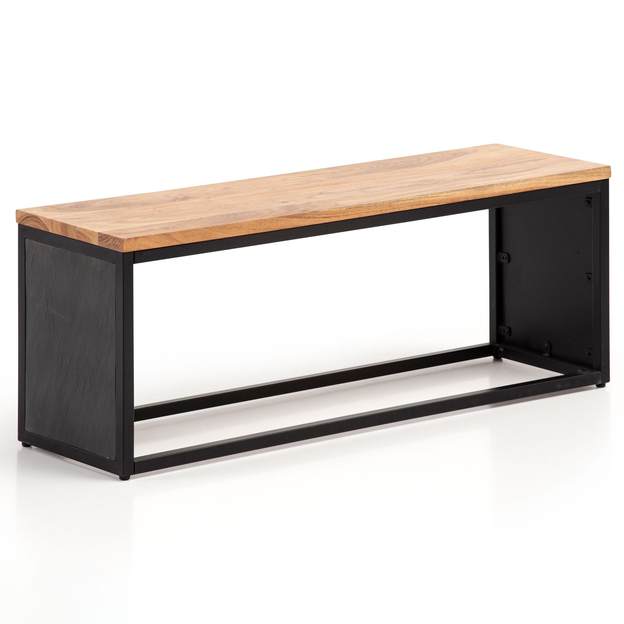 Massiv Akacietræsbænk Med Stenlook  120x45x35 Cm  Entrebænk Med Metalramme  Designer Sengebænk  Soveværelsesbænk  Lille Garderobebænk  Spisestuebænk