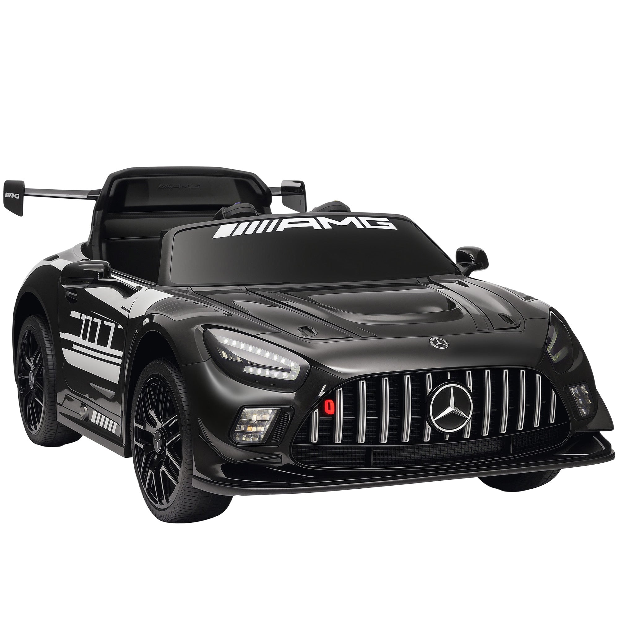 Mercedes Elektrisk Børnekøretøj 12v Batteri Led-lys Musikfunktion Horn Alder - Sort