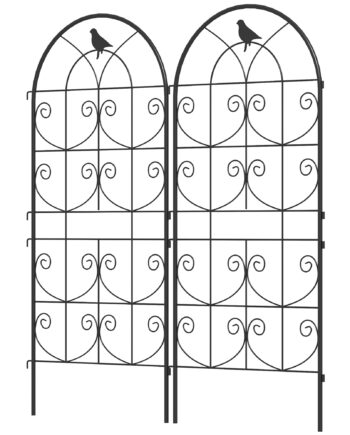 Metalespalier Sæt Med   Til Stikkontakt  Rustfri  Med Fugledesign Til Klatreplanter  50x120 Cm  Sort