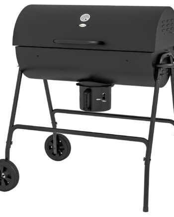 Metalkulgrill Bbq-ryger Med Låg  Termometer  Hjul  Grillvogn  95x71 5x102 Cm  Sort