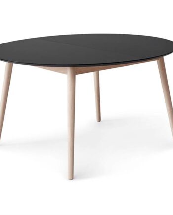 Meza By Hammel Spisebord Round  :135 Cm  Sort Antifinger Laminat Ben   Hvidpigm  Eg  : Erling Christensen Møbler