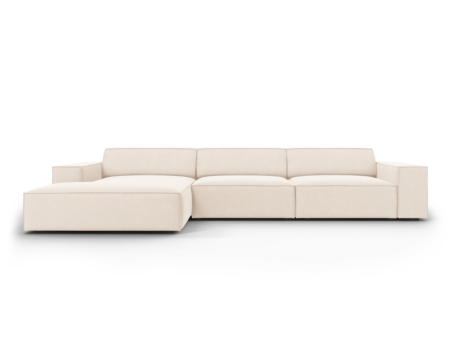 Micadoni Jodie Hjørnesofa  Venstre    Sæder Beige Fløjl Og Sort Plastik
