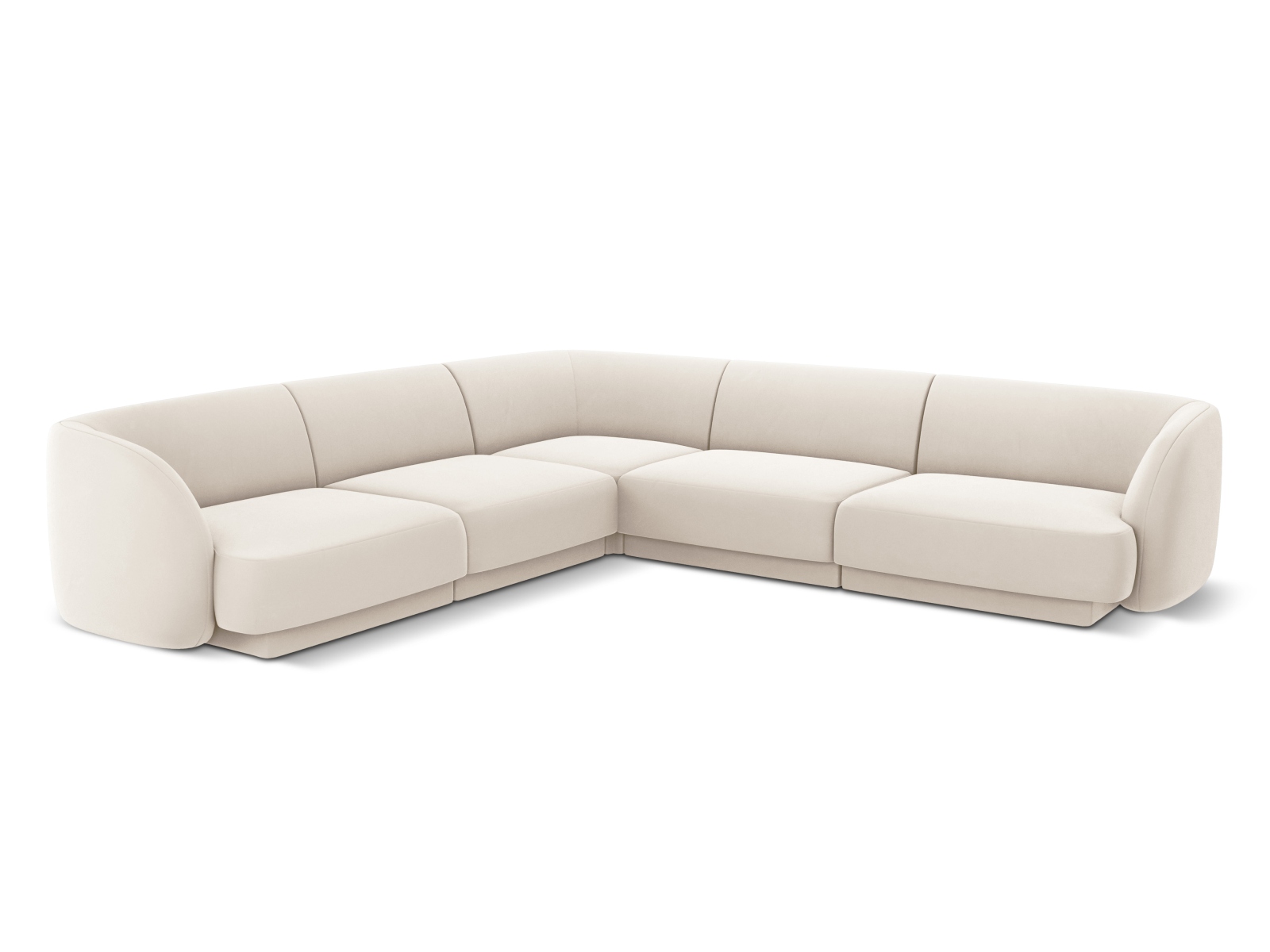 Micadoni Miley Symmetrical Hjørnesofa Sæder Beige Fløjl Og Sort Plast