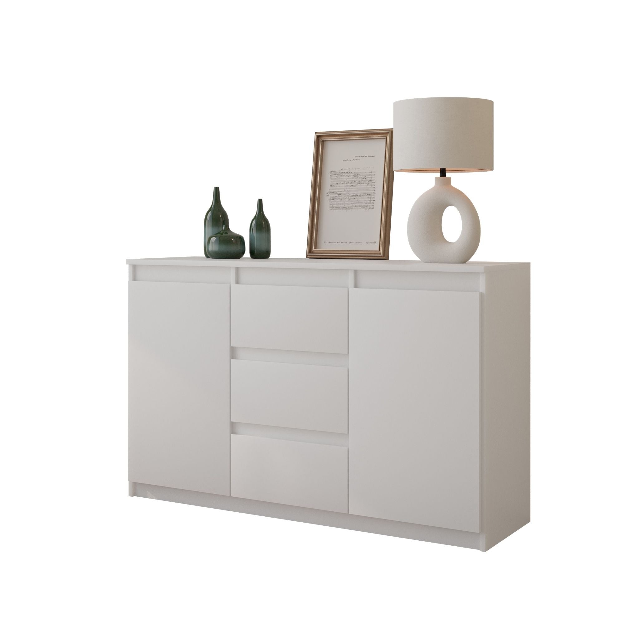 Mikel Kommode Med   Skuffer Mat Hvid H75cm B120cm D35cm