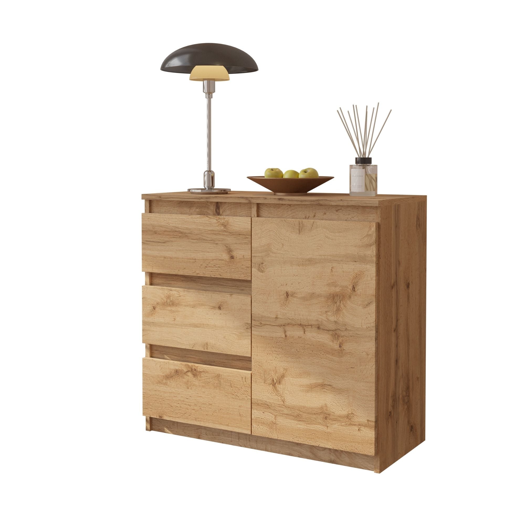 Mikel Kommode Med   Skuffer Naturfarvetâ H75cm B80cm D35cm