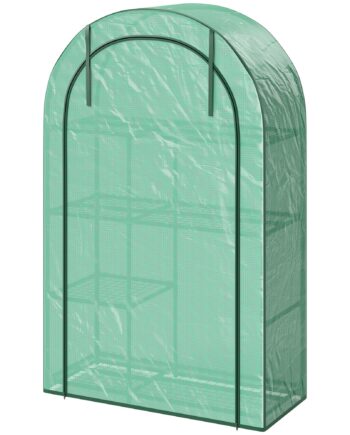 Mini Drivhus   -etagers Drivhus Med Plastdæksel  Bærbart  Rulleport  100   45   160 Cm  Grøn