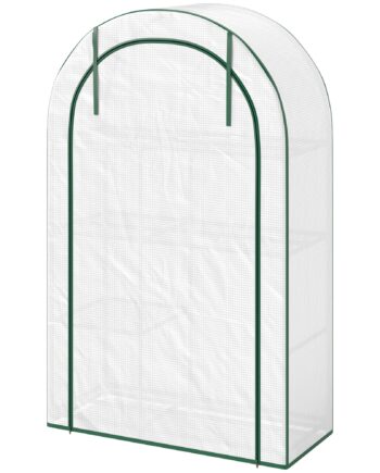 Mini Drivhus  -lags Drivhus Med Plastpresenning Bærbar Rulleport 100   45   160 Cm Hvid