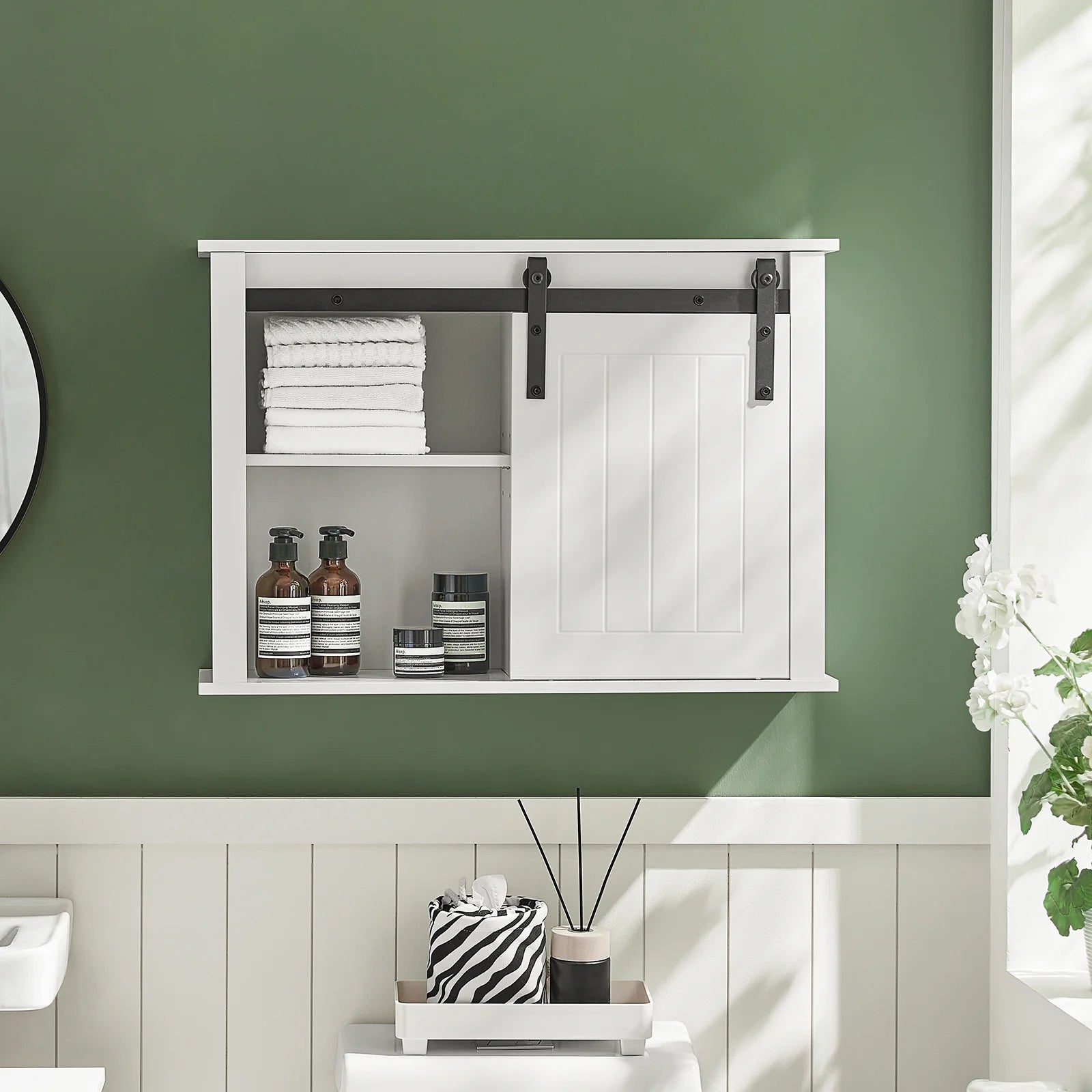 Minimalistisk Og Moderne Vægskab Til Badeværelset  B68   D20   H48 Cm  Hvid