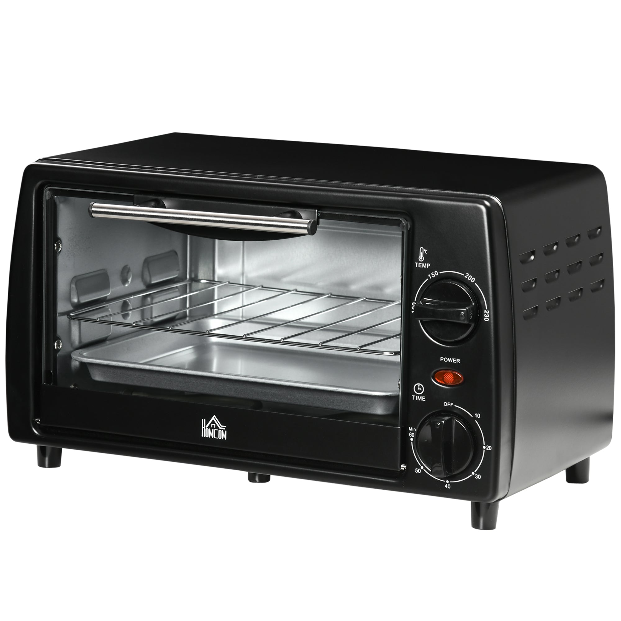 Miniovn Brødristerovn    Bageplade    Grillrist  10   Kapacitet  Timerfunktion  36   Cm   26 Cm   22 Cm  Sort