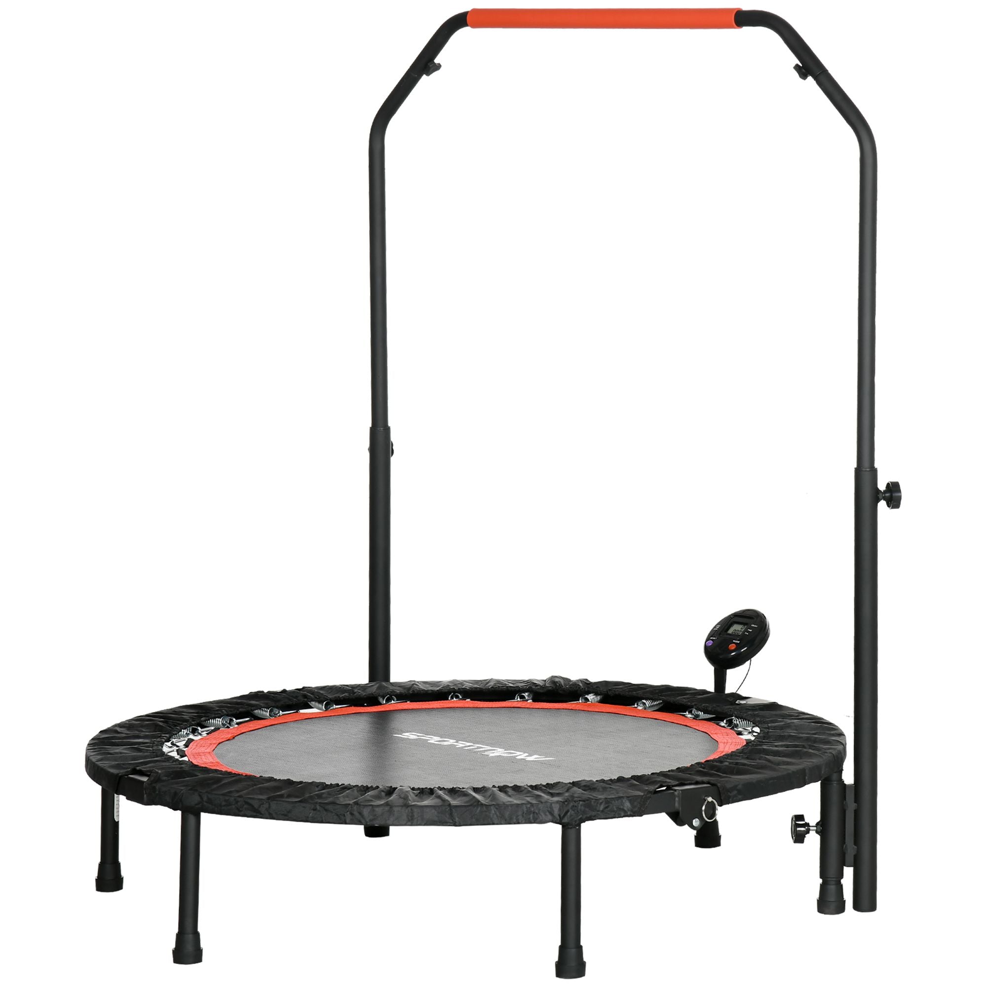 Minitrampolin  Med Højdejusterbart Håndtag  Lcd-skærm  Stål  Sort Rød  102   99-123 Cm