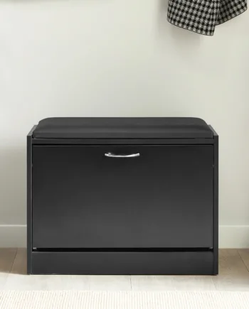 Modene Skobænk   Mdf Og Kunstlæder  Vippefunktion  B60   D30   H47 Cm  Sort