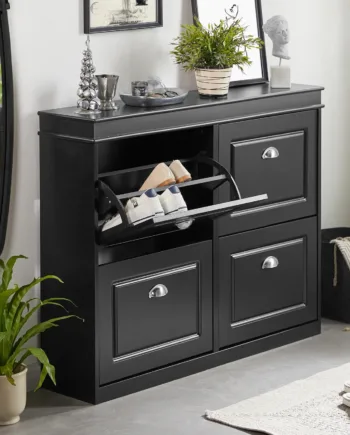 Moderne Og Elegant Skoskab  105   24   82 Cm  Sort