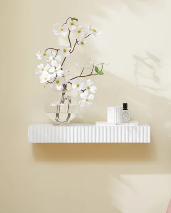 Moderne Sengebord Med Skjult Opbevaring   Automatisk  Batteridrevet Lys  Hvid  L60    B20    H8 Cm