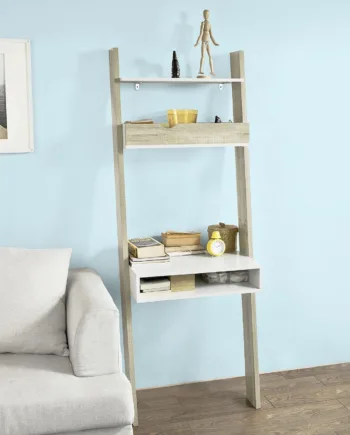 Moderne Stigereol  B65   D40   H179 Cm  Naturfarvet Og Hvid