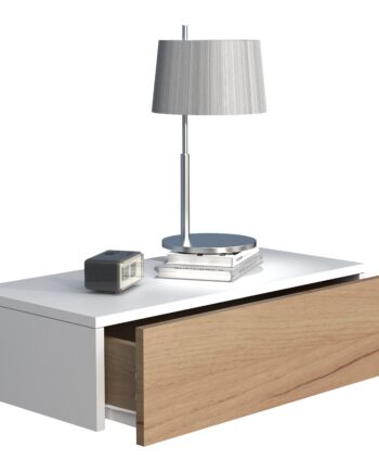 Natbord Sengebord  15x60x30 Cm  Naturfarvet Med Hvide Kanter