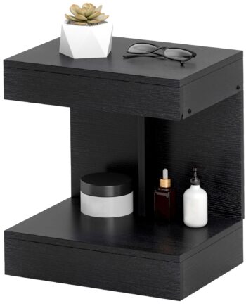 Natbord  Sidebord Med Skuffe Og Opbevaringsrum  Moderne Sofabord Med Hylde Til Forskellige Rum  Sort