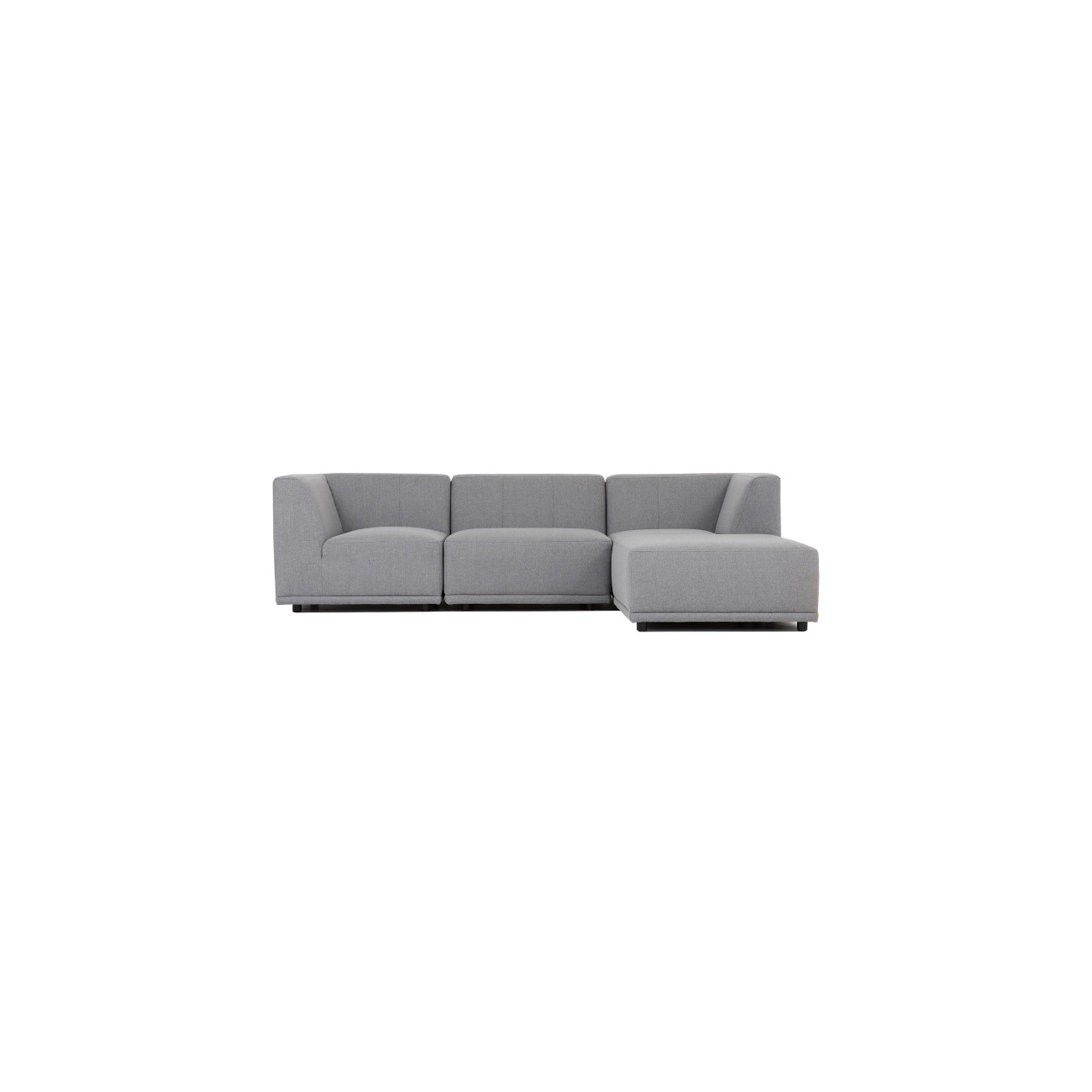 New York Chaiselongsofa  Fire Moduler  Lysegrå Polyester Stof Og Sort Plastik