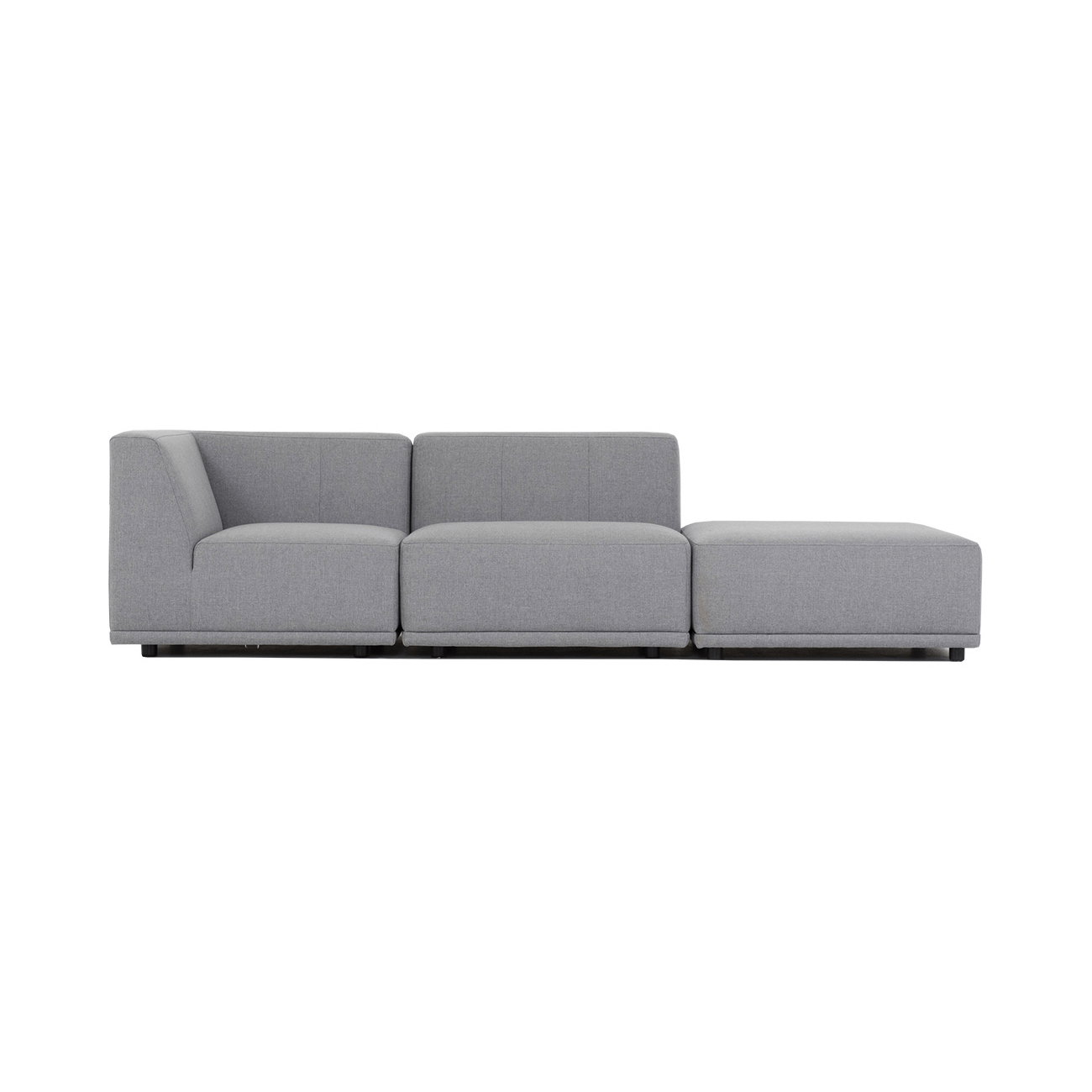 New York Chaiselongsofa  Tre Moduler  Lysegrå Polyester Stof Og Sort Plastik
